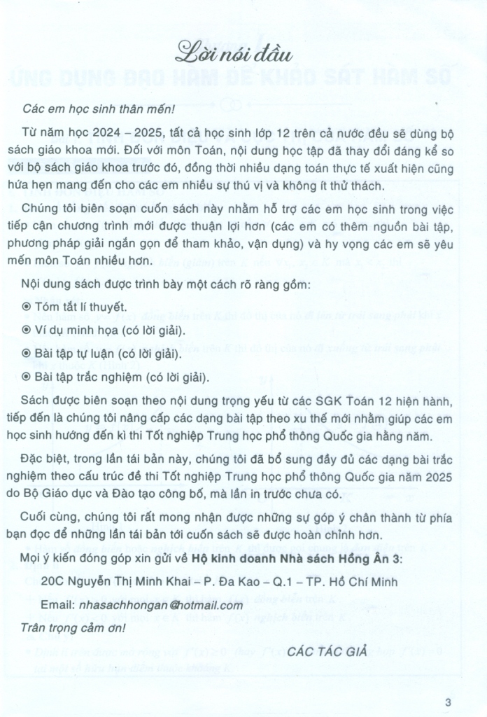 SÁCH THAM KHẢO TOÁN LỚP 12 - ĐẦY ĐỦ CÁC DẠNG TRẮC NGHIỆM THEO CẤU TRÚC ĐỀ THI NĂM 2025 (Dùng chung cho các bộ SGK hiện hành)
